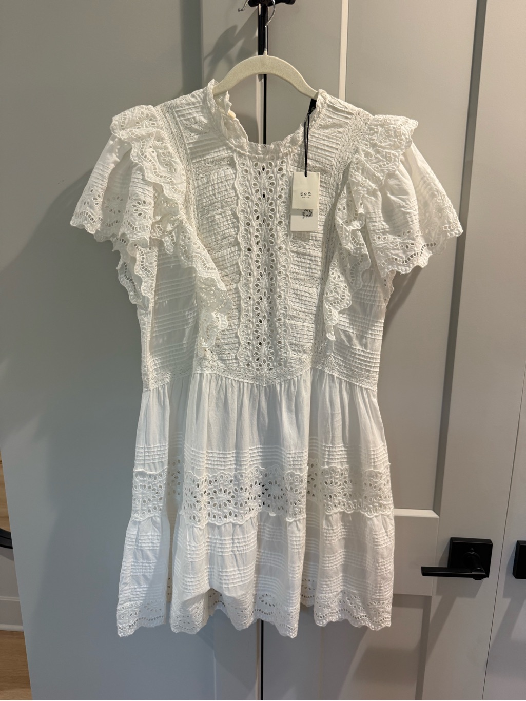 Sea New York White Eyelet Lace Mini Dress